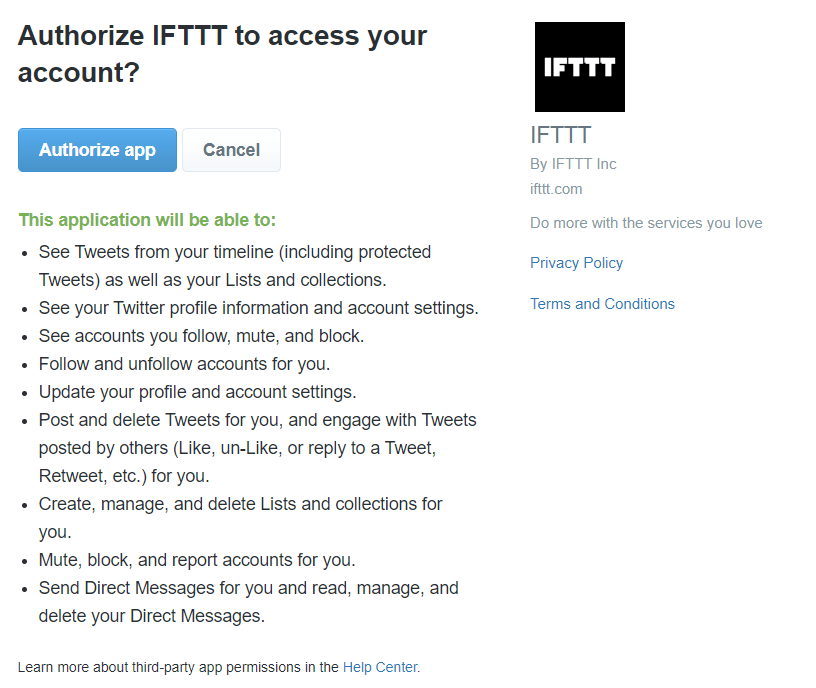 Discord Twitter Webhook - Authorizing IFTTT